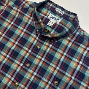 Duluth Trading Co Mens 2XL Tall Plaid Short Sleeve Button Up Shirt Relaxed Fit